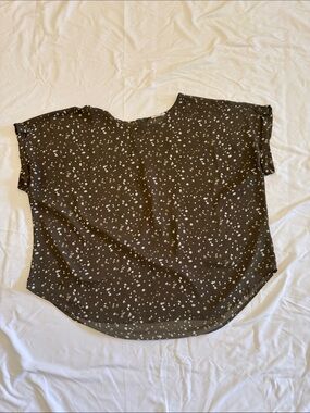 Maurices Olive Short Sleeve Dot-Print Blouse